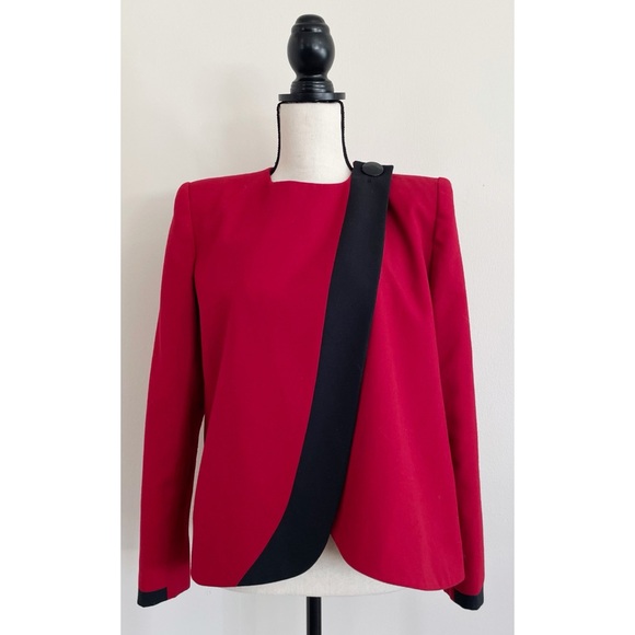 Vintage 80s Sasson Crossover Red Blazer - Picture 1 of 3